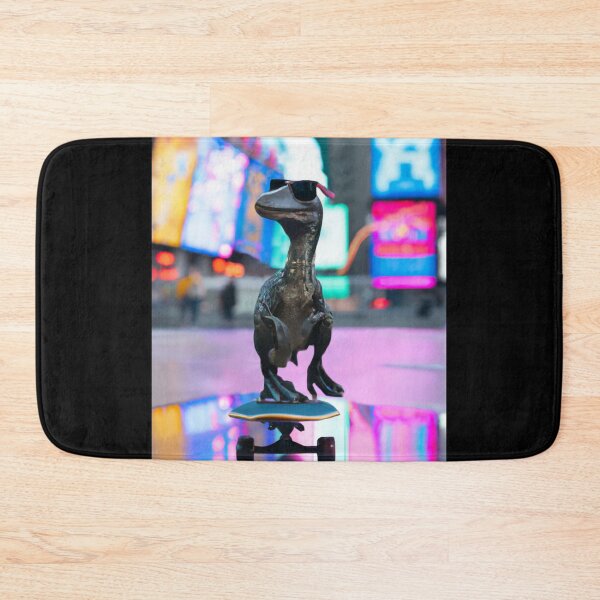 Item preview, Rare photo of a Velociraptor with sunglasses on a skateboard in Times Square designed and sold by Dirk4171.