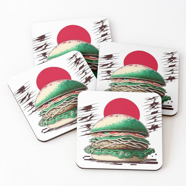 Item preview, Ukiyoe Burger: A Traditional Japanese Woodblock Print of a Hamburger in the Ukiyoe Style. designed and sold by BotTastic.