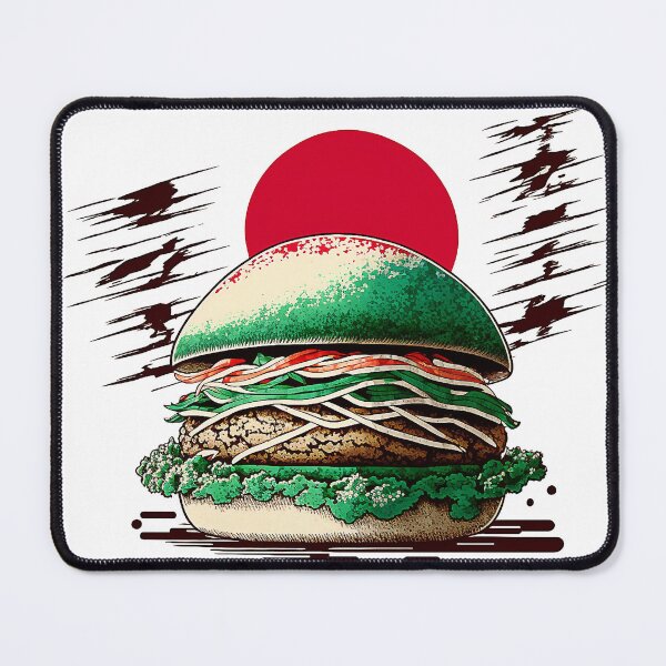 Item preview, Ukiyoe Burger: A Traditional Japanese Woodblock Print of a Hamburger in the Ukiyoe Style. designed and sold by BotTastic.