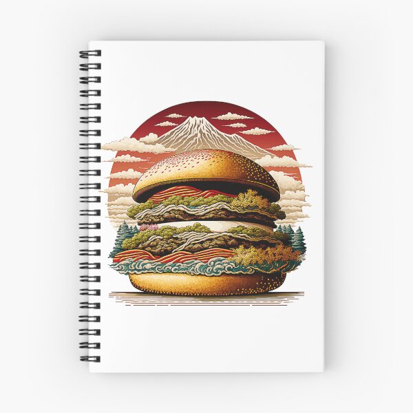Item preview, Ukiyoe Burger: A Traditional Japanese Woodblock Print of a Hamburger in the Ukiyoe Style. designed and sold by BotTastic.