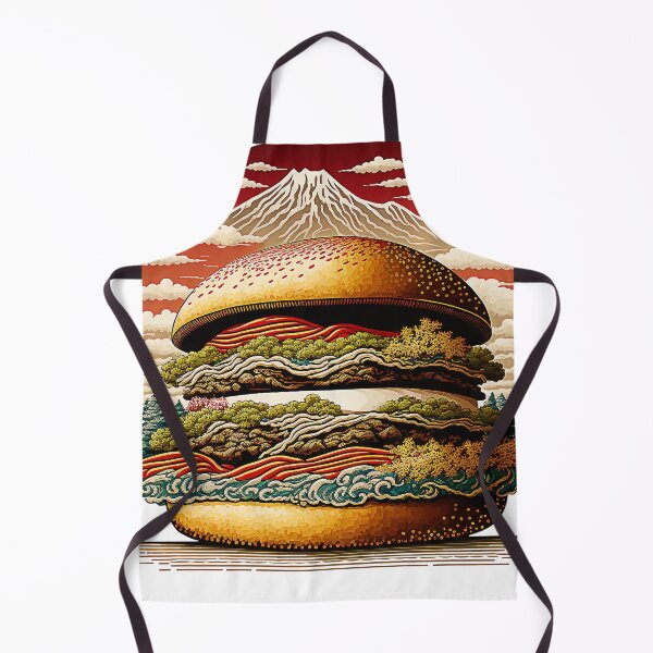 Item preview, Ukiyoe Burger: A Traditional Japanese Woodblock Print of a Hamburger in the Ukiyoe Style. designed and sold by BotTastic.