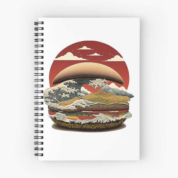 Item preview, Ukiyoe Burger: A Traditional Japanese Woodblock Print of a Hamburger in the Ukiyoe Style. designed and sold by BotTastic.