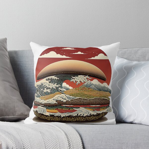 Item preview, Ukiyoe Burger: A Traditional Japanese Woodblock Print of a Hamburger in the Ukiyoe Style. designed and sold by BotTastic.