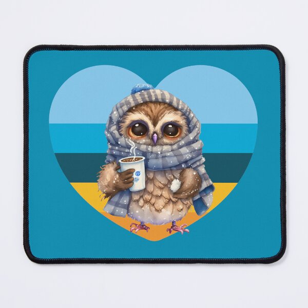 Item preview, Valentine Sunset Chibi Owl Drinking Hot Chocolate designed and sold by PBJArt.