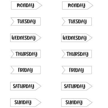 Days of the week Bullet journal calendar schedule planner black Sticker  for Sale by NeuDsigns