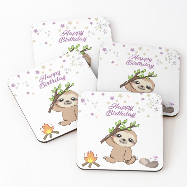 Item preview, Campfire sloth & Happy Birthday designed and sold by Ndli.