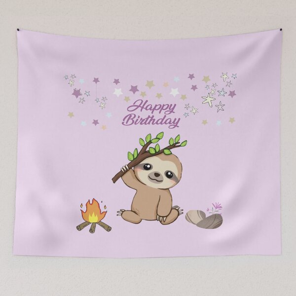 Item preview, Campfire sloth & Happy Birthday designed and sold by Ndli.