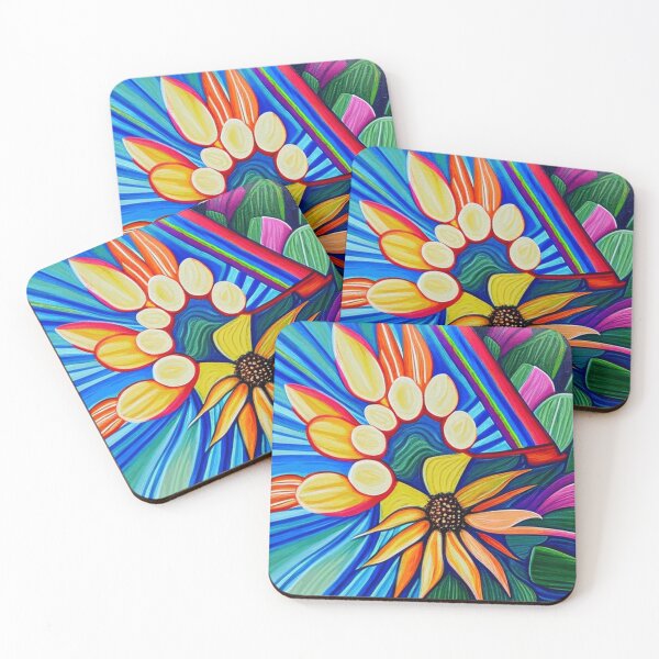 Item preview, Watercolor Hand-painted Floating Rainbow Flower  designed and sold by funnyhalloween.