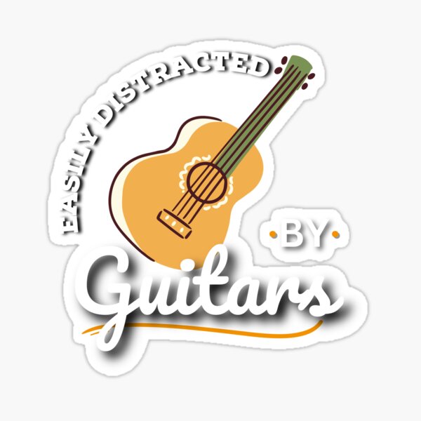 Easily Distracted By Guitars Sticker For Sale By Worldofseries Redbubble 