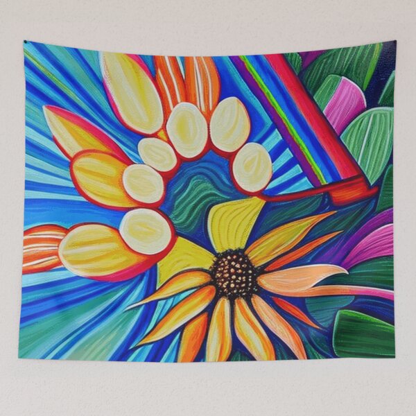 Item preview, Watercolor Hand-painted Floating Rainbow Flower  designed and sold by funnyhalloween.