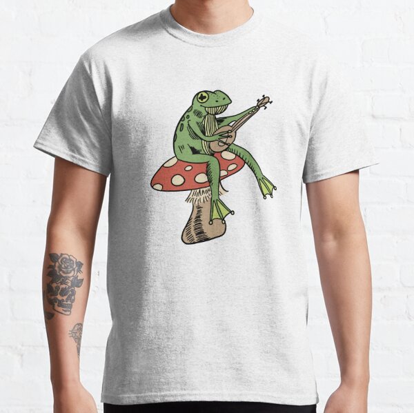 Country Frog Designer Music Graphic T-Shirt | Cool Banjo Lilypad Tee Triblend Grey / Large