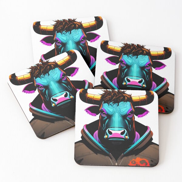 Item preview, Cyberpunk bull in a suit portrait digital illustration 8 designed and sold by vishalraifx.