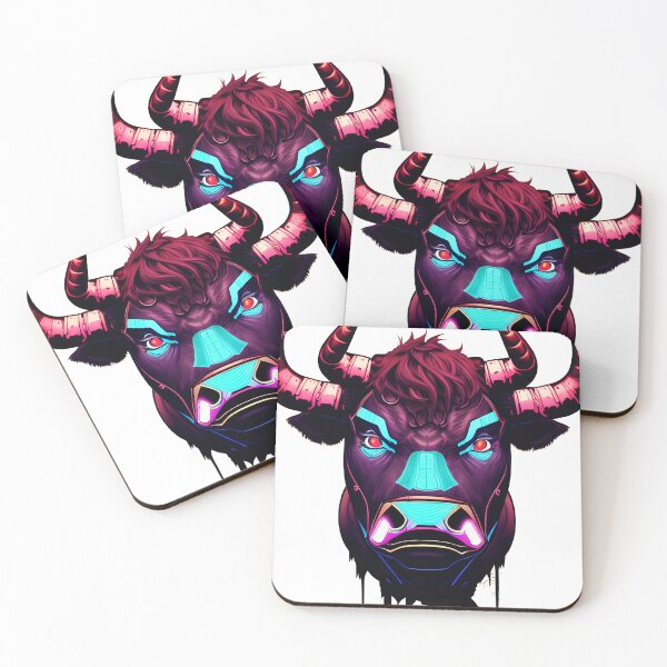Item preview, Cyberpunk bull in a suit portrait digital illustration 9 designed and sold by vishalraifx.