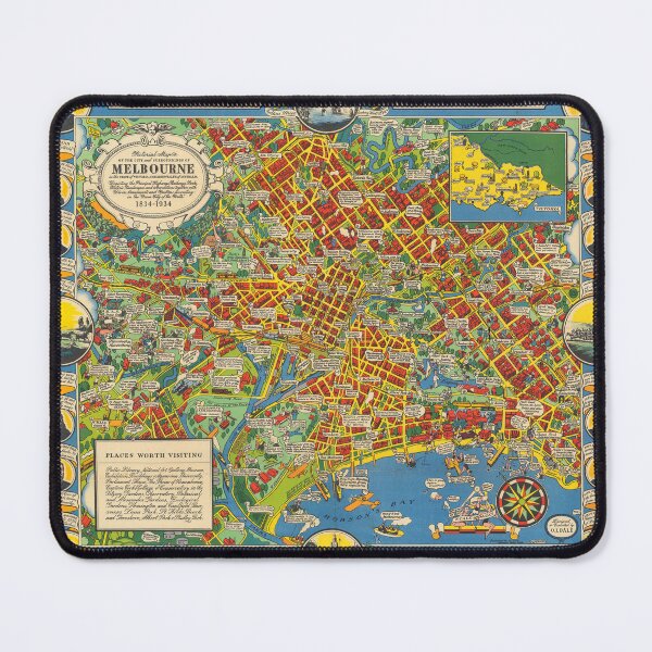 Item preview, Old plan of Melbourne Australia designed and sold by PetsArt.