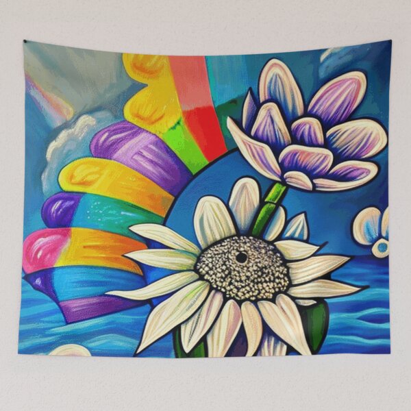 Item preview,  Custom Optical Floating Rainbow Flower Watercolor  designed and sold by funnyhalloween.