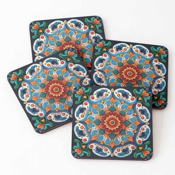 Item preview, Colorful Flowers Mandala Tile designed and sold by artecomia.
