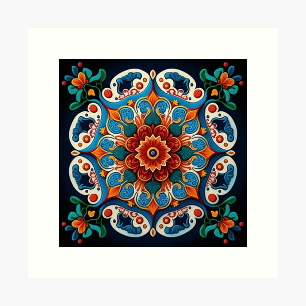Item preview, Colorful Flowers Mandala Tile designed and sold by artecomia.