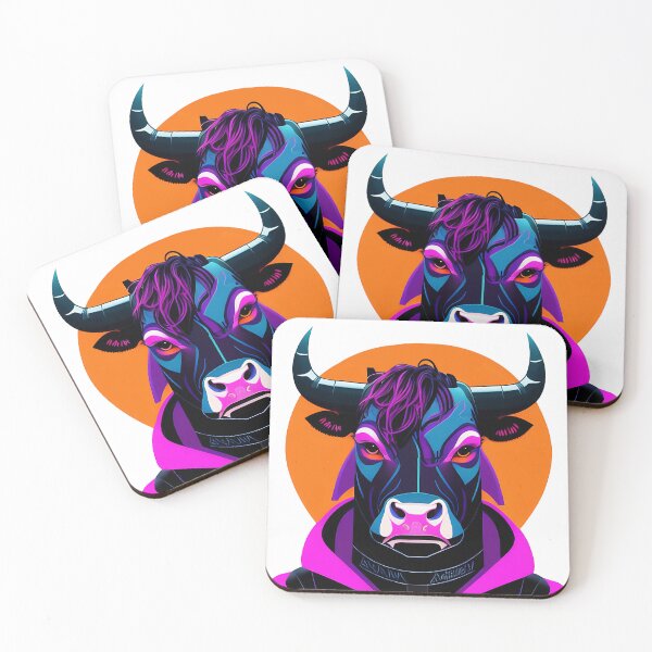 Item preview, Cyberpunk bull in a suit portrait digital illustration 14 designed and sold by vishalraifx.