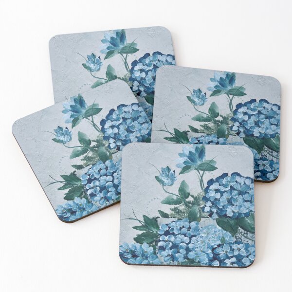 Item preview, Blue Hydrangeas Artwork, Decorative Floral Painting, Venetian Plaster Textured  Art designed and sold by KirwanArt.