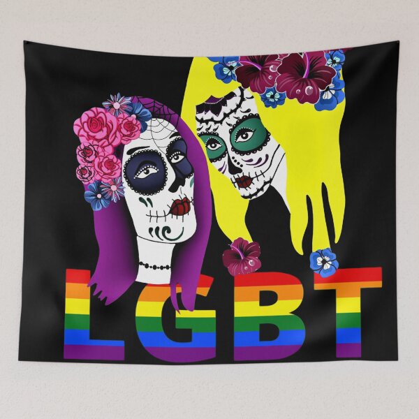Item preview, Lesbian lovers sugarskull style - LGBT designed and sold by BURPdesigns.