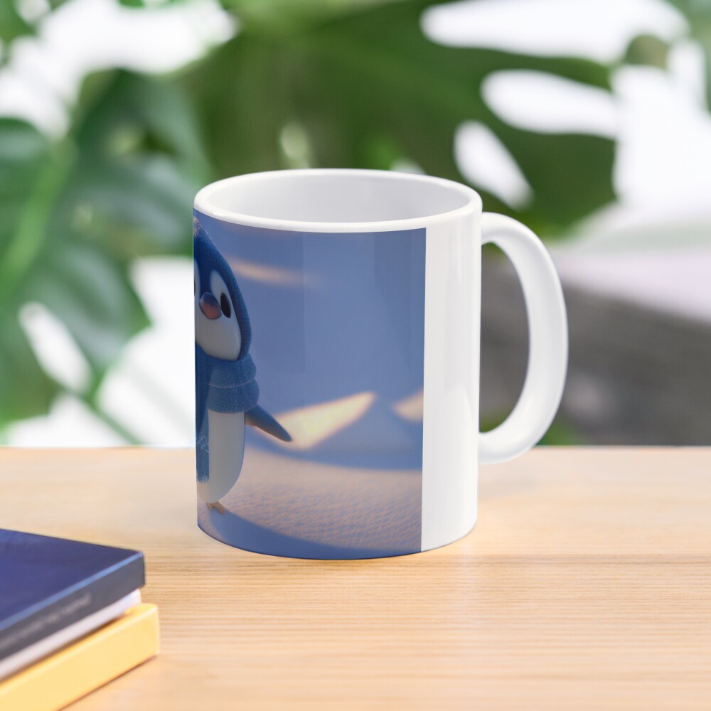 Penguin Mug - Blue Scarf - Tangle Artistry