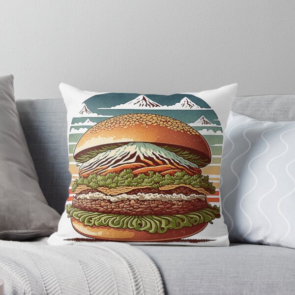 Item preview, Ukiyoe Burger: A Traditional Japanese Woodblock Print of a Hamburger in the Ukiyoe Style. designed and sold by BotTastic.