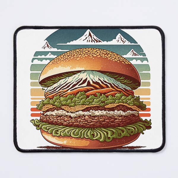 Item preview, Ukiyoe Burger: A Traditional Japanese Woodblock Print of a Hamburger in the Ukiyoe Style. designed and sold by BotTastic.