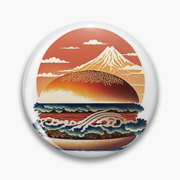 Item preview, Ukiyoe Burger: A Traditional Japanese Woodblock Print of a Hamburger in the Ukiyoe Style. designed and sold by BotTastic.