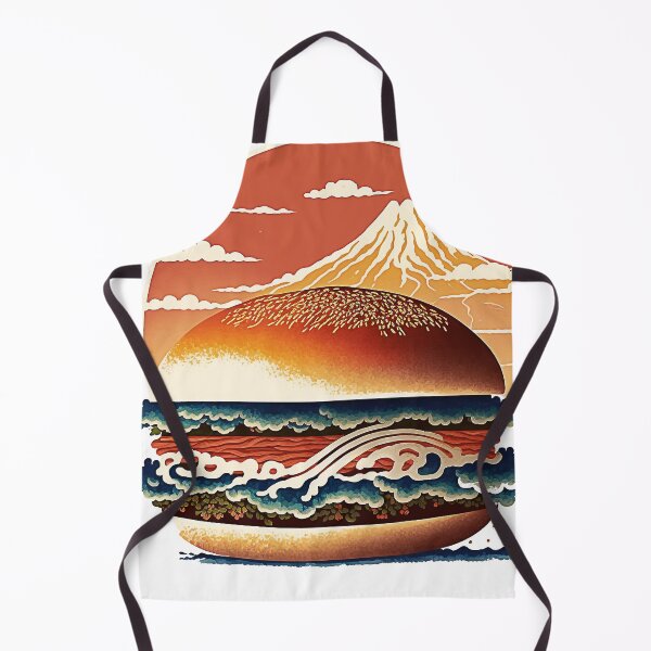 Item preview, Ukiyoe Burger: A Traditional Japanese Woodblock Print of a Hamburger in the Ukiyoe Style. designed and sold by BotTastic.