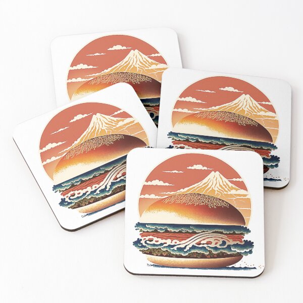 Item preview, Ukiyoe Burger: A Traditional Japanese Woodblock Print of a Hamburger in the Ukiyoe Style. designed and sold by BotTastic.