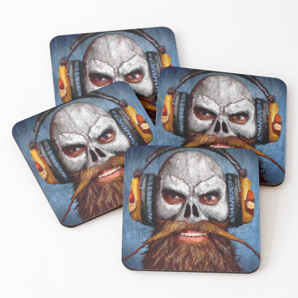 Item preview, Viking Vintage Skull Beard With Headphone | Oil painting designed and sold by Color-Me-Blue.
