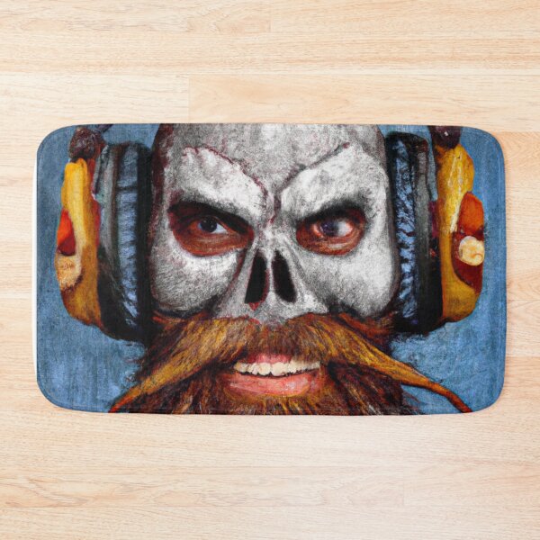 Item preview, Viking Vintage Skull Beard With Headphone | Oil painting designed and sold by Color-Me-Blue.