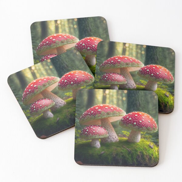 Item preview, Large fly agarics on moss in the forest designed and sold by DenisAgati.