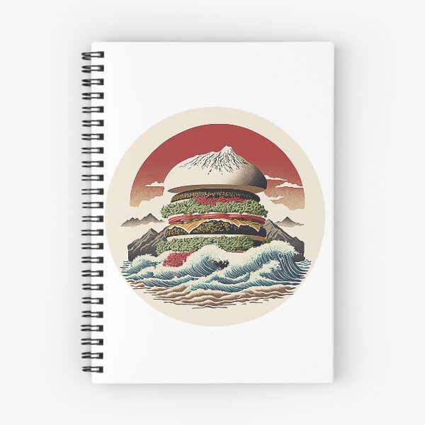 Item preview, Ukiyoe Burger: A Traditional Japanese Woodblock Print of a Hamburger in the Ukiyoe Style. designed and sold by BotTastic.