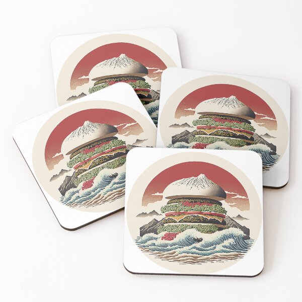 Item preview, Ukiyoe Burger: A Traditional Japanese Woodblock Print of a Hamburger in the Ukiyoe Style. designed and sold by BotTastic.