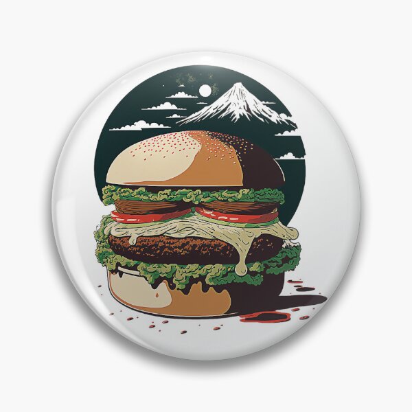 Item preview, Ukiyoe Burger: A Traditional Japanese Woodblock Print of a Hamburger in the Ukiyoe Style. designed and sold by BotTastic.
