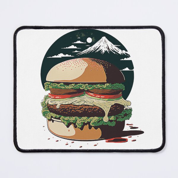 Item preview, Ukiyoe Burger: A Traditional Japanese Woodblock Print of a Hamburger in the Ukiyoe Style. designed and sold by BotTastic.