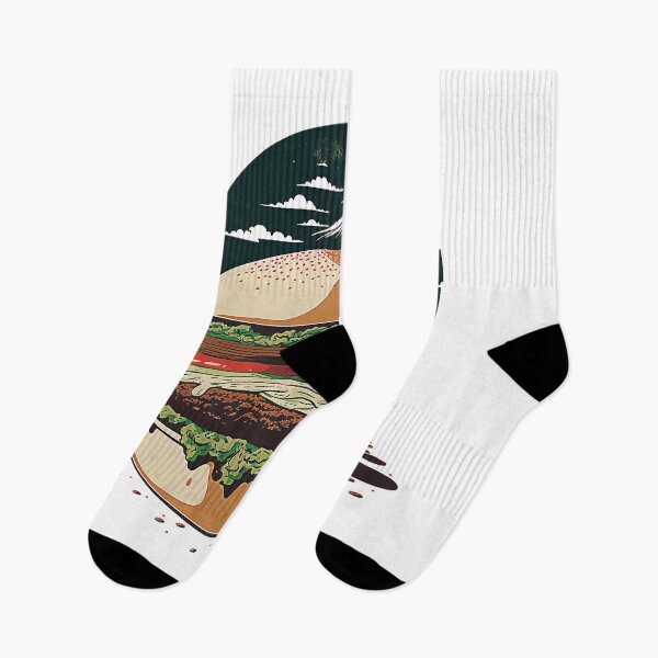Item preview, Ukiyoe Burger: A Traditional Japanese Woodblock Print of a Hamburger in the Ukiyoe Style. designed and sold by BotTastic.