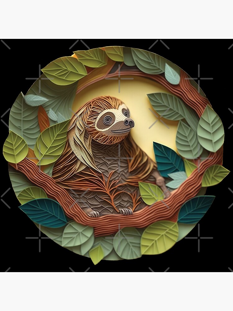 3D Paper Quilling Sloth with Colorful Flowers · Creative Fabrica