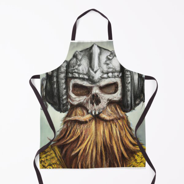 Item preview, Viking Vintage Skull Beard With Headphone | Oil painting designed and sold by Color-Me-Blue.