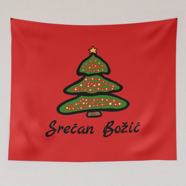 Item preview, Srećan Božić Serbia Christmas Tree Serbian Greeting designed and sold by MagicBoutique.