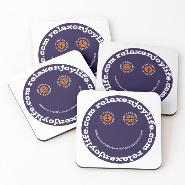 Item preview, RelaxEnjoyLife.com Smile Purple Face with White Grey Text and Black Orange Basketball designed and sold by RelaxEnjoyLife.