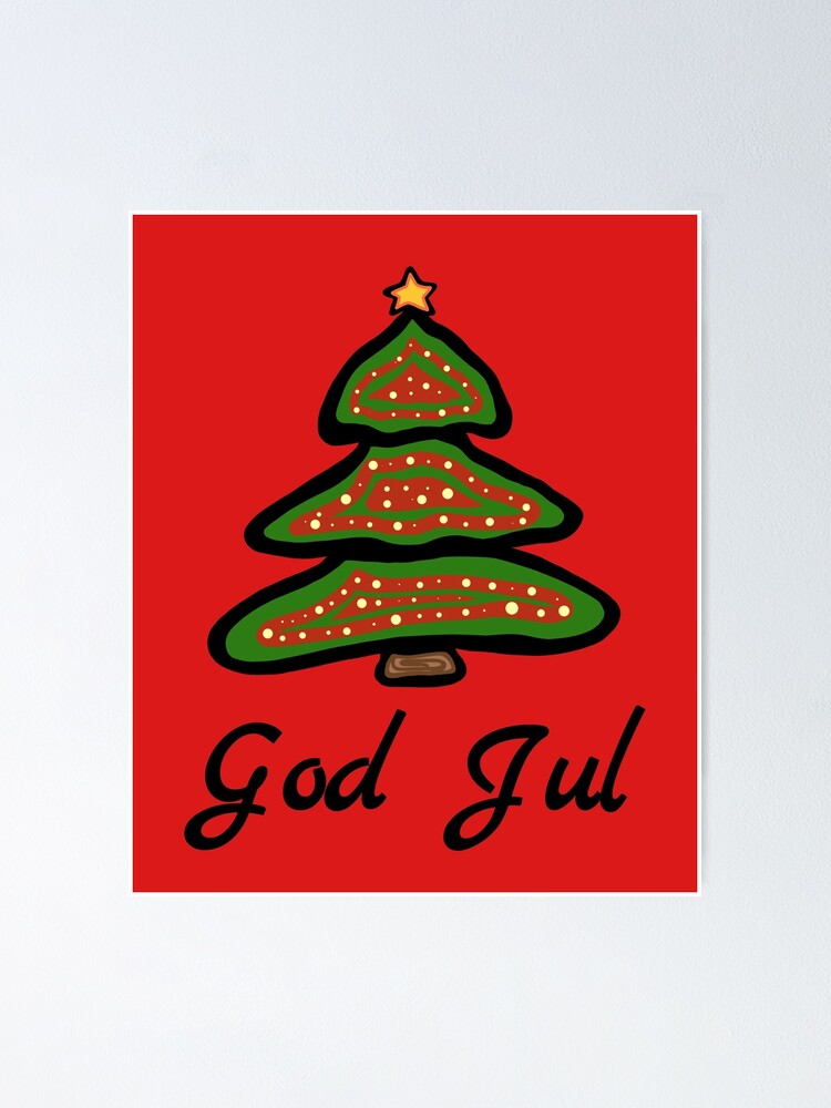 GOD JUL Sweden Christmas Tree Happy Christmas