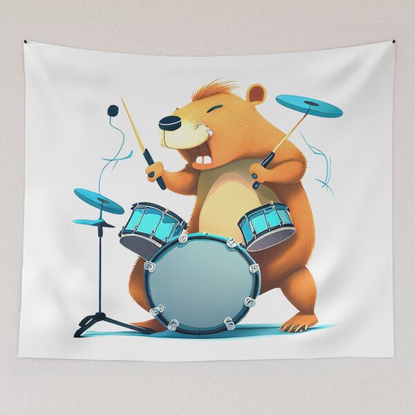 Item preview, Capybara Playing Drums Drummer Design For Capybara Lovers designed and sold by JackCurtis1991.