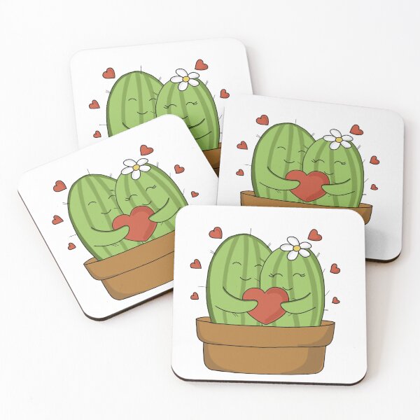 Item preview, Cute hand drawn hugging cactus couple with hearts designed and sold by Sanaura.