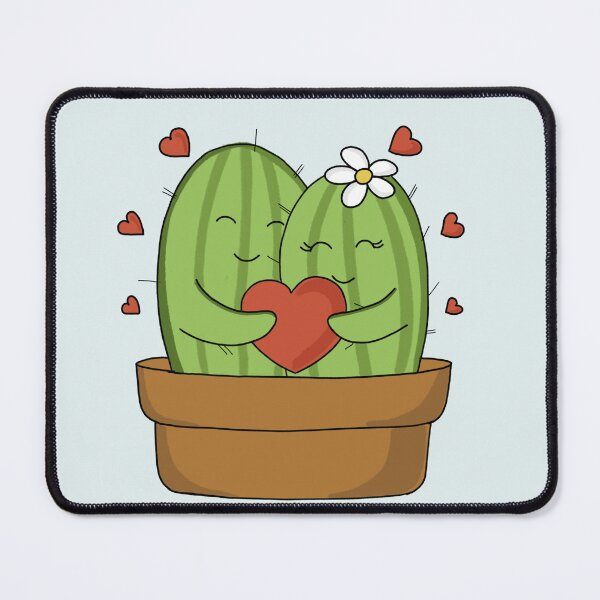 Item preview, Cute hand drawn hugging cactus couple with hearts designed and sold by Sanaura.