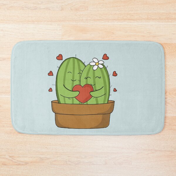 Item preview, Cute hand drawn hugging cactus couple with hearts designed and sold by Sanaura.
