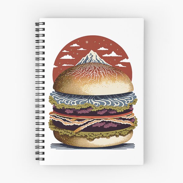 Item preview, Ukiyoe Burger: A Traditional Japanese Woodblock Print of a Hamburger in the Ukiyoe Style. designed and sold by BotTastic.