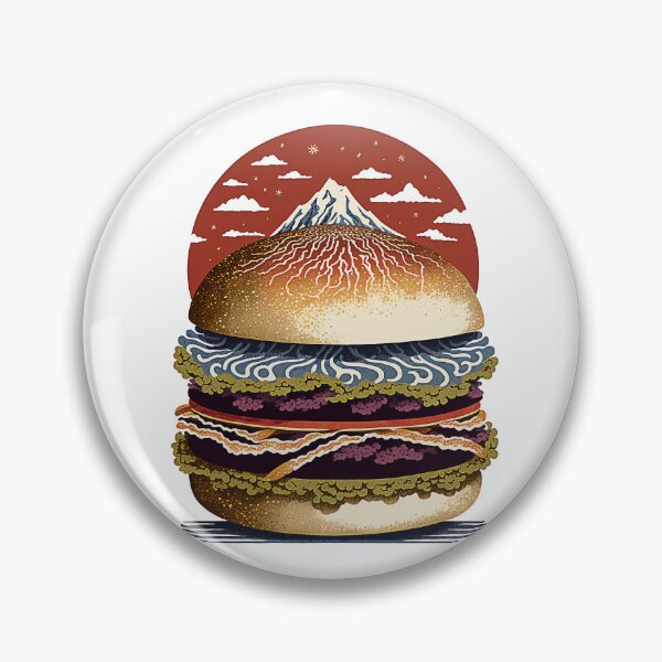 Item preview, Ukiyoe Burger: A Traditional Japanese Woodblock Print of a Hamburger in the Ukiyoe Style. designed and sold by BotTastic.