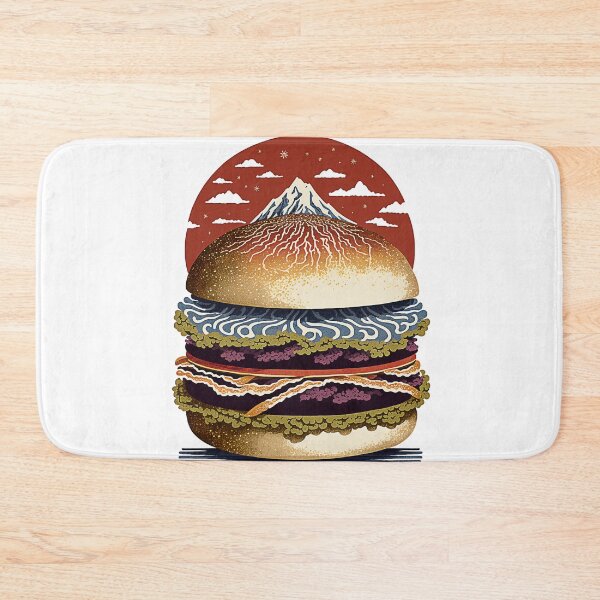 Item preview, Ukiyoe Burger: A Traditional Japanese Woodblock Print of a Hamburger in the Ukiyoe Style. designed and sold by BotTastic.